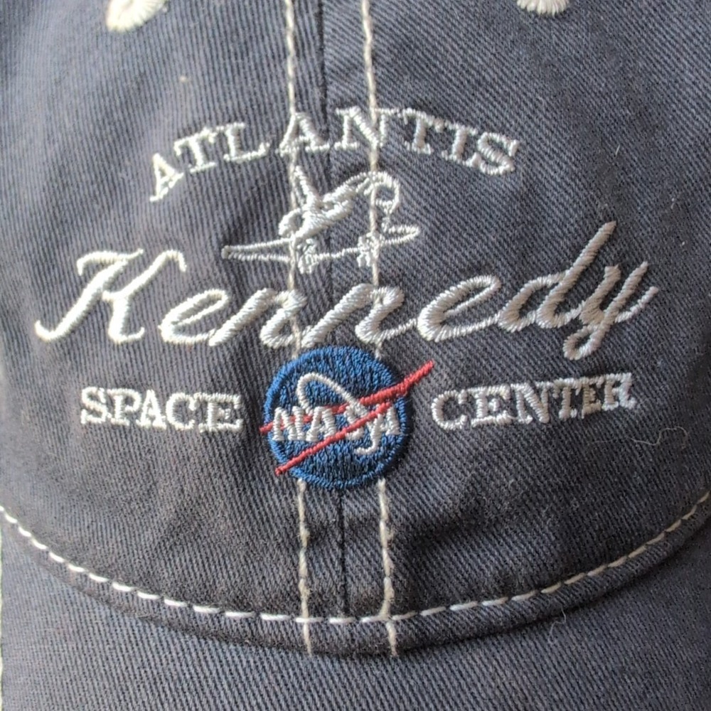 Atlantis NASA Kennedy Space Center Embroidered Navy Blue Cap Hook Loop Closure
